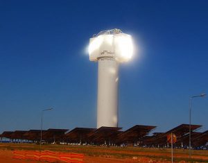 Field of heliostats surrounding !Khi Solar CPS Tower, Upington, Northern Cape | JG Afrika